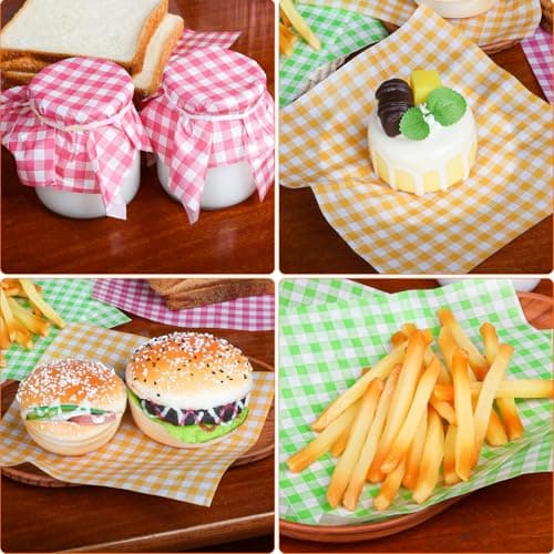 Rolalet 250PCS Checkered Wax Paper Sheets for food 7x7 Inch Checkered Deli Paper Sheets Food Basket Liners for Sandwich Burger Bread Greaseproof Food Wrapping for Picnic Party Picnic - Thumbnail 6