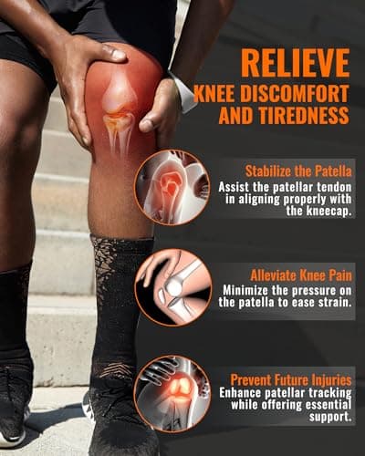 teyy 2PCS Patella Band Knee Band for Knee Pain Relief，Male Female Patellar Tendon Support Strap，Suitable for Fitness, Running, Basketball（Black） - Thumbnail 2