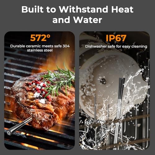 BlueSwan Wireless Meat Thermometer Digital, Food Thermometer Bluetooth 820 ft Range with APP for Grill Smoker Oven, Magnetic Design for BBQ Cooking, Gifts for Men, Camping Kitchen Essentials - Thumbnail 5