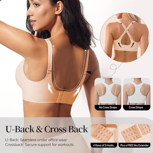 UIMERO Jelly Bras for Women Wireless Womens Bras No Underwire Supportive Comfortable Everyday Seamless Tshirt Bra(Size: XL) Nude - Thumbnail 6