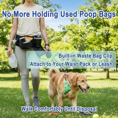 Dog Walking Fanny Pack with Poop Bag Dispenser & Bottle Holder, Hands-Free Dog Walk Bag with Adjustable Waist Belt, Reflective Dog Fanny Pack for Walking, Training & Daily Use, Gray - Thumbnail 4