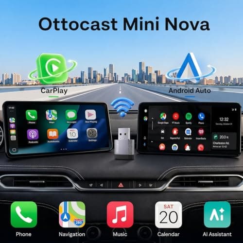 OTTOCAST Mini Nova, 2 in 1 Wireless Carplay & Android Auto Adapter, Plug & Play 2026 Upgraded with AI Assistance (ChatGPT, Gemini, Claude) - Thumbnail 2
