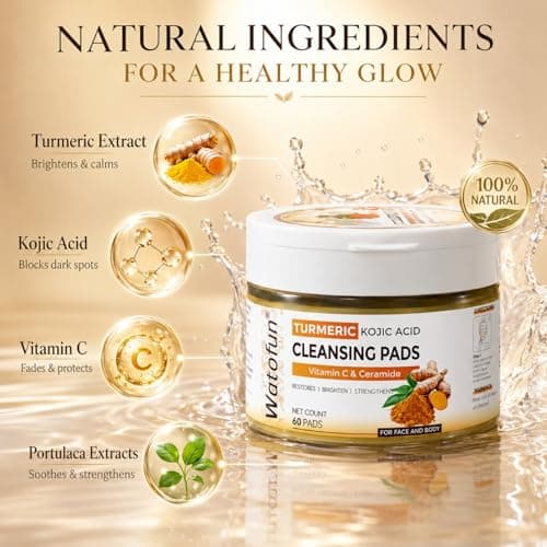 Turmeric Kojic Acid Cleansing Pads For Face, 60 Pcs Kojic Acid And Turmeric Cleansing Pads For Exfoliation, Turmeric Pads For Face Cleansing - Thumbnail 3