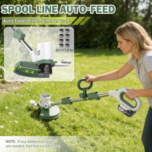 Boltarc 21V 3-in-1 Cordless Weed Wacker Eater-Weeding/Trimming/Lawn Mower, with 8 Replace Auto Line Feed, Electric Grass Trimmer for Garden, Lawn, 120 Mins of Non-Stop (2x4.0 mAh Battery Included) - Thumbnail 4