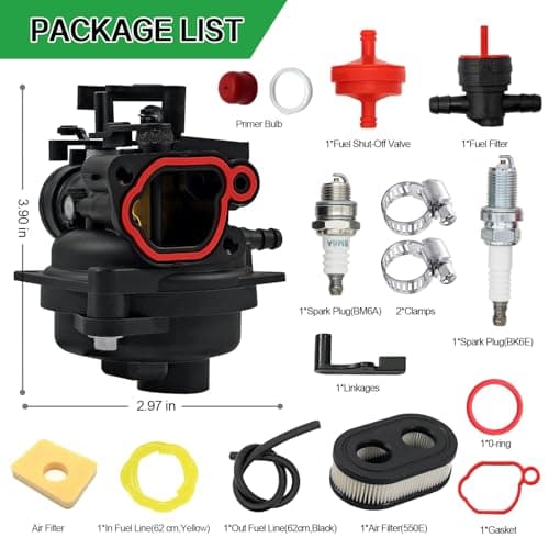 799584 Carburetor, Lawn Mower Carburetor Replacement for Briggs and Stratton 594058,592361,594057,594529,Compatible with Troy Bilt TB110 TB200 103M02 09P702 9P702, Automotive Replacement Carburetors - Thumbnail 2