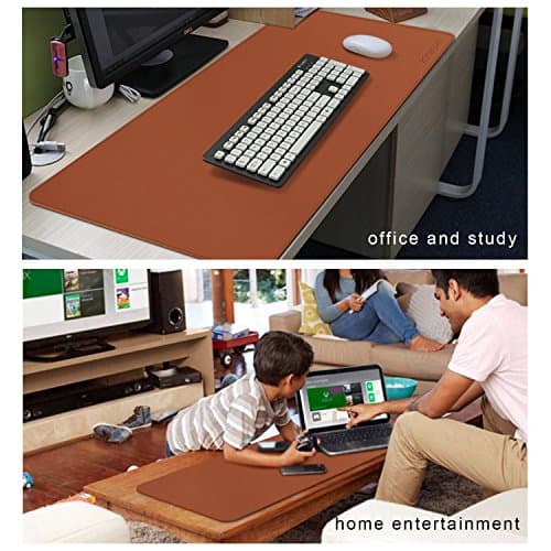 ZORESYN Large Desk Mat 35.4" x 15.8", PU Leather Desk Pad, Waterproof Mouse Pad & Writing Mat for Office, Home & Gaming (Brown) - Thumbnail 6