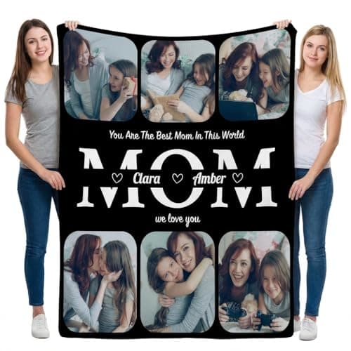 Mothers Day Gifts, Customized Gifts for Mom from Daughter, Custom Photo Blanket Personalized Picture Blankets, Soft Flannel Material