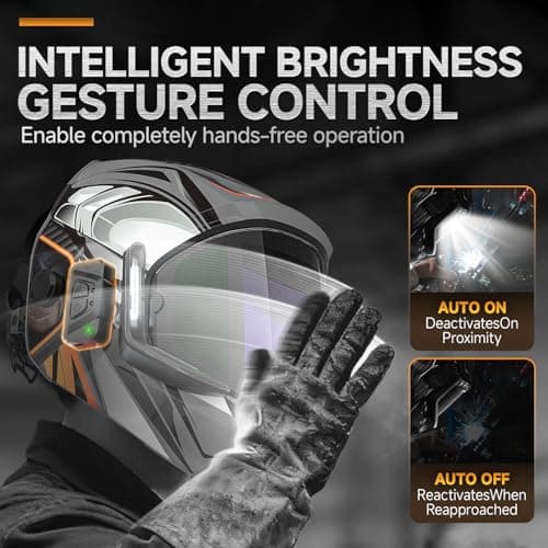 ANDELI Welding Helmet - 180° Panoramic 6 Arc Sensor True Color Auto Darkening Welding Helmet with Light and Motion Sensing, 2100mAh Rechargeable Battery for TIG/MIG/Cut/Grind Moner LED - Thumbnail 3