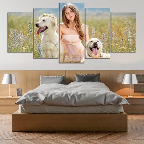 ZHIYYHAO Personalized Canvas Prints with Your Photos Set of 5 Framed Personalized Family Portrait Pet Wedding Landcape Pictures Customized Canvas Prints Wall Art for Bedroom Livingroom Office Home Decor ( Framed , 10"x16"x2 10"x20"x2 10"x24"x1 ) - Thumbnail 4