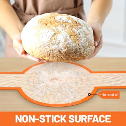 HOTEC 2 Pcs Silicone Bread Sling for Dutch Oven, 0.7MM Thickened Heat Resistant to 500°F Non-Stick Baking Mat with Long Handle Easy to Transfer Sourdough Bread, Dutch Oven Liners Baking Supplies - Thumbnail 4