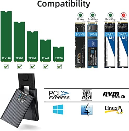 MAIWO NVMe SATA Duplicator Enclosure, M.2 SSD to USB 10Gbps Dual Bay Cloner Enclosure, Support Offline Clone Copy Function (K2022CL) - Thumbnail 2