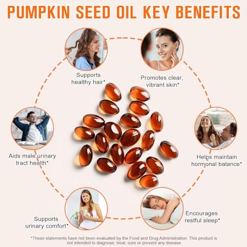 Pumpkin Seed Oil with Saw Palmetto Softgels, Cold-Pressed with Essential Fatty Acids & Phytosterols, Prostate Support Supplement for Men, Urine Balance, No Burps, Non-GMO, Gluten-Free, Pure & Natural - Thumbnail 6