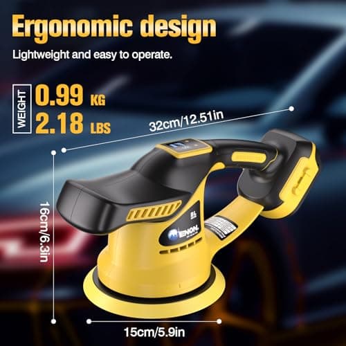 20V Cordless Car Buffer Polisher Kit（Only Tool）Dual Action Random Orbital Polishing with 6-Speed 2800-6000RPM for Auto Detailing, Waxing & Paint Correction - Thumbnail 5