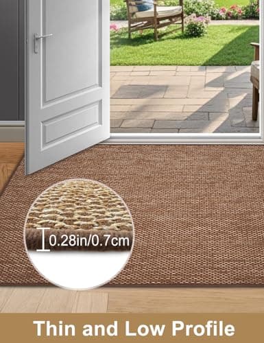 Indoor Door Mat 20"x32" - No Creases Entryway Mat, Low-Profile Dirt Trapper Front Door Mat for Inside Entrance, Non Slip Rubber Backing Inside Doormat for Entryway, Easy Clean Washable (Brown) - Thumbnail 2
