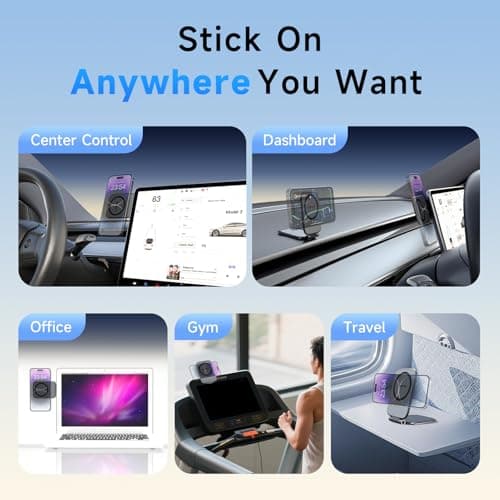 COOEXES Magnetic Phone Holder for Car, MagSafe Car Mount with Dual Side Strong Magnets,Ultrathin Adjustable Cell Phone Holder, Car Accessories for Women Men, Fit for All Phone, Dashboard, Laptop, Gym - Thumbnail 6