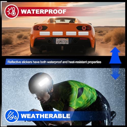 Cosygo 20 Pcs Super Reflection Reflective Stickers, 3.15" X 1.18" Outdoor Waterproof White Safety Reflective Tape for Car Bike Mailbox Helmet - Thumbnail 5