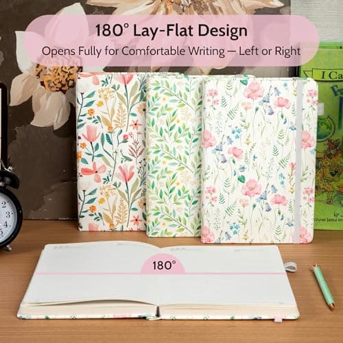 CAGIE Floral Lined Journal for Women – A5 Hardcover Leather Journal Notebook with 320 Pages, 100GSM Paper, College Ruled Notebook, Journaling Notebooks for Writing, Daily Notes - Thumbnail 5