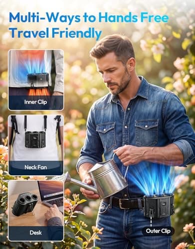 HRTISNW Portable Waist Fan, 12000mAh Rechargeable 3-Turbo Belt Fan - Thumbnail 6