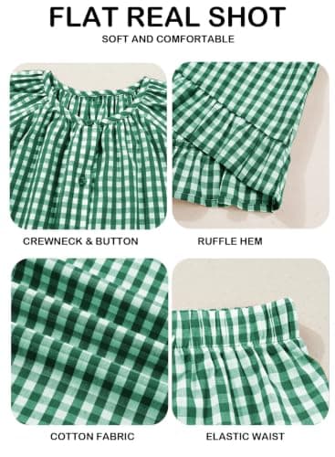 BLENCOT Women's Maternity Clothes Checkered Sleepwear Set Button Down Pajama Tops and Shorts 2 Piece Lounge Set Green 2XL-Large - Thumbnail 6