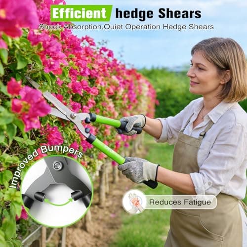 21"Garden Hedge Shears and 8"Pruning Shears Set,Manual Hedge Clippers with Steel Wavy Blades Heavy Duty Gardening Clippers,Sharp Pruners Scissors for Trimming Borders,Grass,Bush,Boxwood Yard Tools - Thumbnail 2