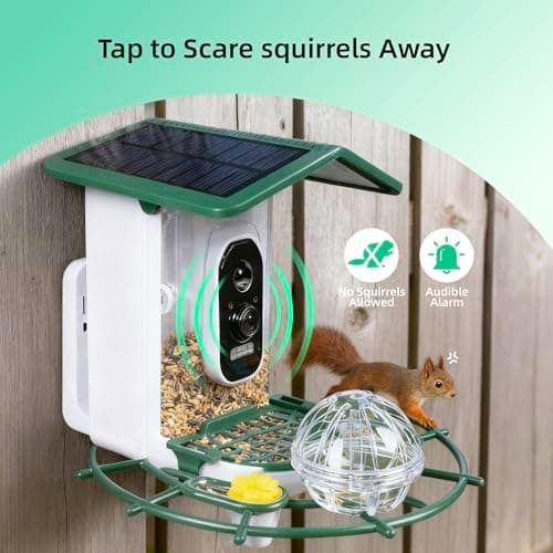 Bird Feeder with Camera,AI Identify Birds Species,Solar Powered with Rechargeable Battery,Auto Record Videos in Backyard,Instant Notifications,Ideal Gift for Family and Bird Lovers (Green) - Thumbnail 5