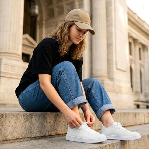 AIRHAS Womens Wide Toe Box Barefoot Shoes Zero Drop Fashion Sneakers for Women Walking Casual Minimalist Shoes(White,7.5) - Thumbnail 2