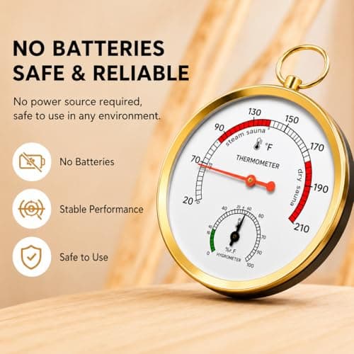 Sauna Thermometer and Hygrometer, Precision Temperature & Humidity Gauge for Portable Steam Sauna Box, Home Infrared Indoor Use Essential Accessory for Enthusiasts - Thumbnail 5