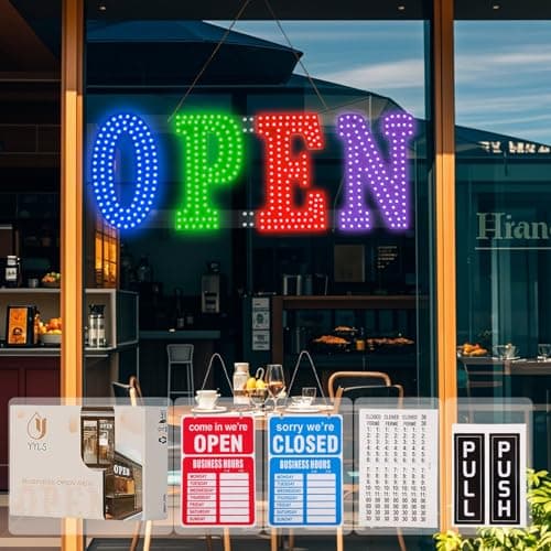LED Open Signs for Business 30"x10" Dimmable 7 Color Bright Business Open Sign with Hanging Installation for Window Stores, Hotel, Store, Bar, Retail Shop, Salon, Restaurant - Image 1