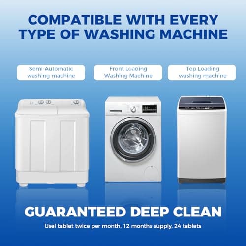 Gihen 24 Washing Machine Cleaner Tablets, Descaler Odor Remover HE Washer - Thumbnail 6