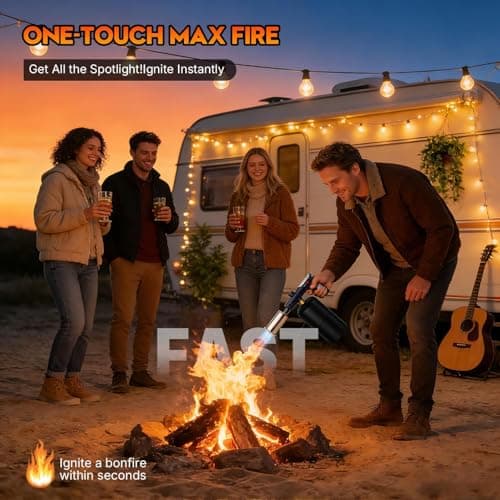 Powerful Propane Torch Gun, One-Touch Max Fire, Charcoal Torch Lighter with Adjustable Flame&Safety Lock, Kitchen Blow Torch for Cooking, BBQ, Searing Steak, Grill (Tank Not Included) - Thumbnail 5