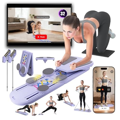 Plymax Pilates Board - Mini Pilates Reformer, Portable Pilates Reformer Board for Home Workout, Foldable Multifunctional Pilates Slider Board with with App Counter Included - Image 1