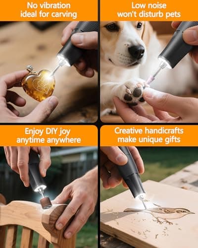 Cordless Rotary Tool, 8V Multi Tool with Auto-Lock Chuck & 5 Speed, 23,000RPM Rechargeable Engraver Kit with Storage Case, for Sanding, Polishing, Drilling, Carving, DIY Crafts - Thumbnail 6