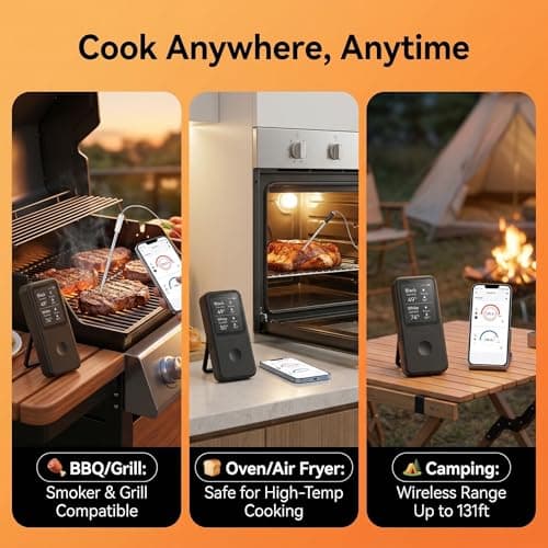 Berrcom 2.4 Inch Wireless Meat Thermometer with Dual Probes, Bluetooth Meat Thermometer with 500FT Range, 400°C Heat-Resistant Probe, Smart App with 12 Presets for Grilling BBQ Oven Smoker - Thumbnail 4