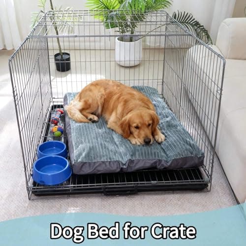 Big Dog Bed for Large Sized Dogs - Dog Crate Pad Removable Washable Cover, Non-Slip Bottom, Pet Mat Comfort Cushion for Joint Relief, Deep Sleep & Home Decor - Thumbnail 6