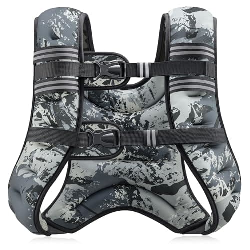 ZELUS Weighted Vest, 6lb/8lb/12lb/16lb/20lb/25lb/30lb Weight Vest for Men Women with Storage Pocket & Reflective Strips for Workout Strength Training Running Muscle Building, Urban Gray Camo (16 lb)
