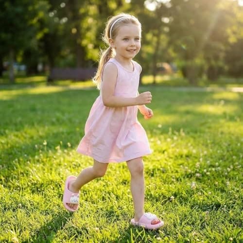 Tounsol Toddler Boys Girls Slides Sandals Comfort Open Toe Sandal Toddler Slides Sandals pink bunny size 7-8 - Thumbnail 2