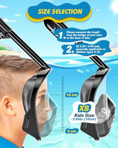 QingSong Kids Snorkel Mask Full Face, Snorkeling Set with Camera Mount, 180 Degree Panoramic View Snorkeling Gear Anti-Fog Anti-Leak - Thumbnail 2