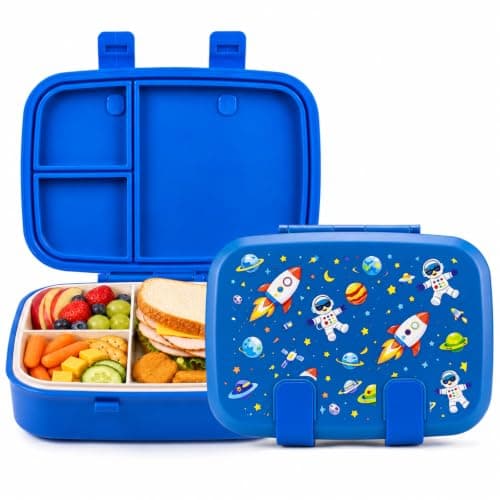 MISS BIG Kids Bento Lunch Box, Blue Astronaut, Microwave Safe, 800ml