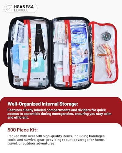 500 Pcs First Aid Kit for Travel/Camping/Businesses/Home/Car, Waterproof Emergency Kit for Hiking, Sports, Truck, Office, Vehicle & Outdoor Emergency Supplies, Well-Organized Home Travel Essentials - Thumbnail 2