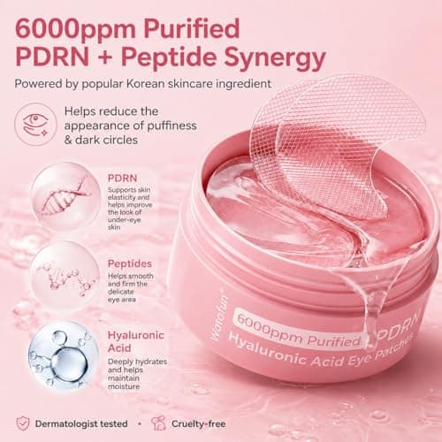 Watofun PDRN Under Eye Patches for Puffy Eyes & Dark Circles with Peptide, Niacinamide & Collagen, Hydrating Eye Mask for Rejuvenating & Nourishing, Travel Essentials 60 Count, Korean Skin Care - Thumbnail 3