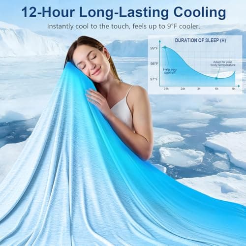 KMUSET Cooling Blanket King Size (90"x108"), Double Sided Summer Cooling Blankets for Hot Sleepers & Night Sweats, Lightweight Blanket for Sofa Bed Couch & Bedroom, House Warming Gifts Powder Blue - Thumbnail 2
