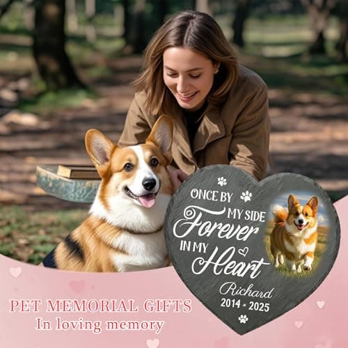 Umitive Personalized Pet Memorial Stone - Custom Dog Grave Marker with Name & Photo - Sympathy Gifts for Loss of Beloved Dog - Cemetery Decor - Rainbow Bridge Memorial for Dogs (Style A) - Thumbnail 2