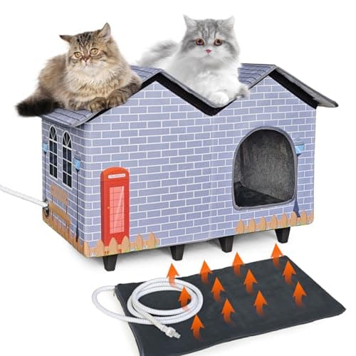 NAMOTEK Large Elevated Heated Cat Houses for Indoor/Outdoor Cats with Heated Cat Bed Waterproof， Insulated Providing Safe Feral Cats, Easy to Assemble Large (23" x 13" x 18") - Image 1