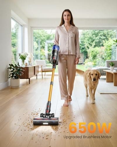 Cordless Vacuum Cleaner, 65KPA 650W 70Mins Stick Vacuum Cordless with Three Suction Modes, Self-Standing&LED Touch Screen, Anti-Tangle Brush, Vacuum Cleaners for Home/Pet Hair/Hardwood Floors/Carpet - Thumbnail 5