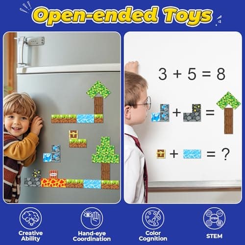 100PCS Magnetic Blocks -Build Mine Magnet World Forest & Lava Set, Magnet Building Toys for Kids Ages 5-7, STEM Sensory Toddler Toys for 3+ Year Old Boys & Girls, Creativity Birthday Gifts for Child - Thumbnail 5