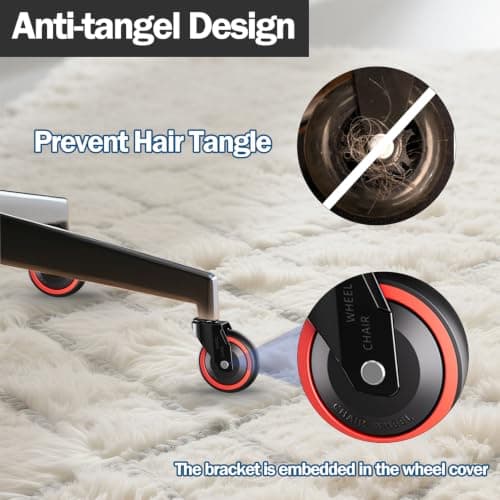TESUMI Office Chair Wheels 3 Inch Hard PA Wheels Chair Casters Replacement, Heavy Duty Quiet No Scratch Gaming Chair Wheel for Hardwood Floor Carpet, Set of 5, Universal Fit/Not for 1KEA//Tangle-Free - Thumbnail 5