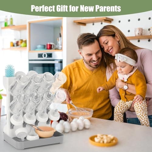 Flysich Baby Bottle Drying Rack, 2PCS Space Saving Baby Bottle Organizer for Countertop, Vertical Bottle Dryer Holder with Brushes Holder, Large Bottle Storage Holder 12 Bottles & Baby Accessories - Thumbnail 2