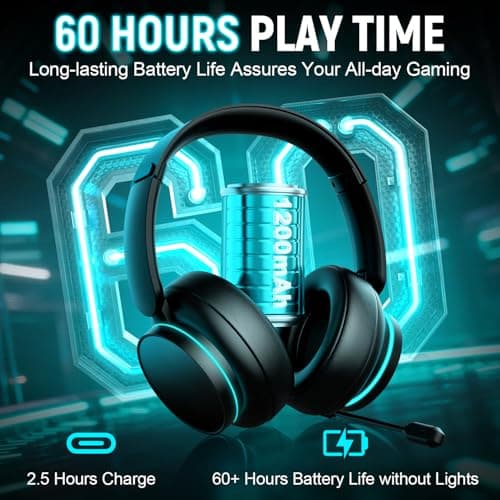 YPBDAN MD33 Wireless Gaming Headset for Xbox Series X|S, Xbox One, PS5, PC – 60H Playtime Bluetooth Headphones with Noise Canceling Mic, 3D Surround - Thumbnail 3