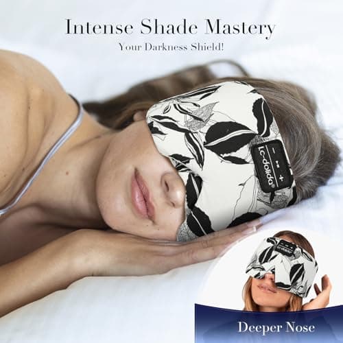 LC-dolida Sleep Mask with Bluetooth Headphones, Extra Large Silk Eye Mask for Sleeping Side Day Sleepers, Sleep Headphones Bluetooth 5.4 for Women Men with Thin Speaker, Blackout, Comfort, Microphone - Thumbnail 2