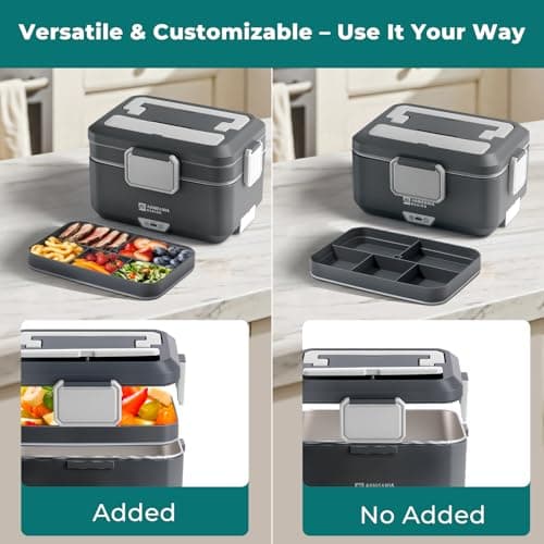 Annie & Mia Design Electric Lunch Box for Adults, 100w 3.5L 2-Layer Portable Food Warmer, Dual Mode 2.5L + 1L Heated Lunch Box for Adults, Home/Car/Office/Truck Use, Lonchera Eléctrica Portátil - Thumbnail 6
